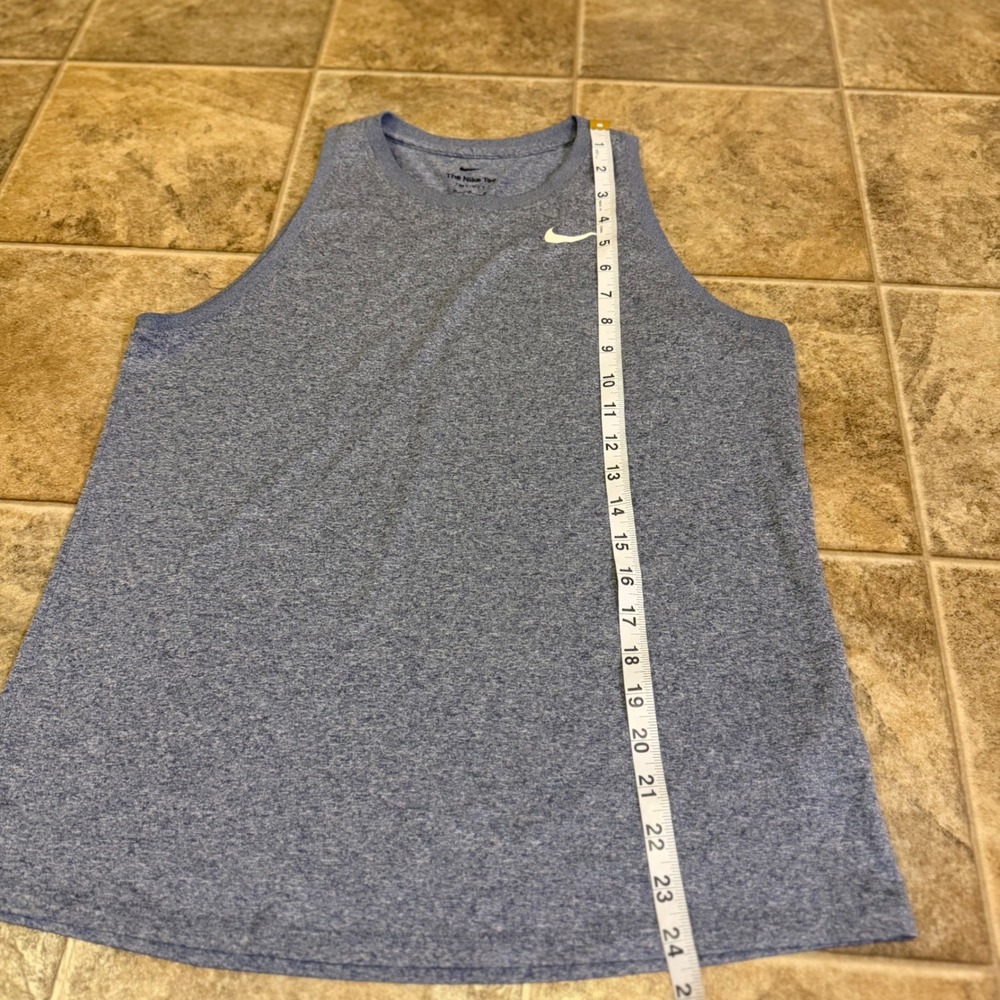 Nike Dri-FIT Blue Heathered Performance Tank Top Womens Medium Sleeveless Shirt - Picture 6 of 8